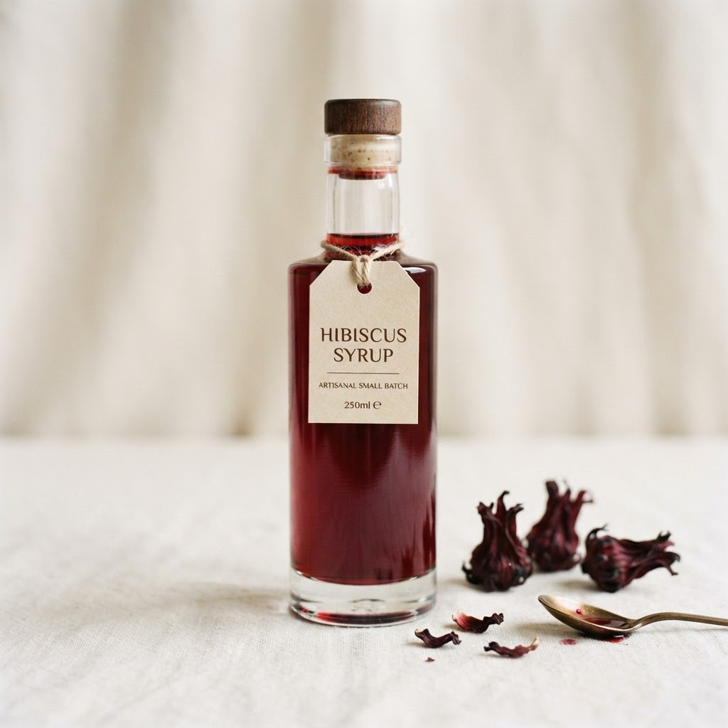 Atelier artisanal OUSSAP : bouteille de sirop d'hibiscus